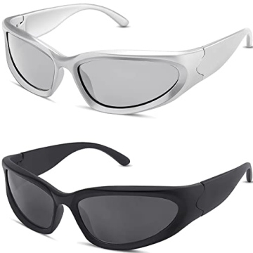 Milramtob Y2K Wrap Around Sunglasses for Trendy Style