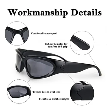 Milramtob Y2K Wrap Around Sunglasses for Trendy Style