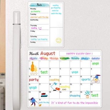 Dry Erase Fridge Magnetic Calendar - White Board Magnetic Calendar for Refrigerator Magnetic Calenda...