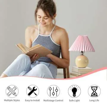 Korean Pleated Table Lamp Ins DIY Ceramic Table Lamps for Living Room Home Deco Cute Lamp with Tricolor Led Bulb Beside Lamp…