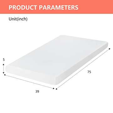 Twin Mattress 5 inch Gel Memory Foam Mattress Medium Firm Mattresses for Cool Sleep Relieving Pressu...