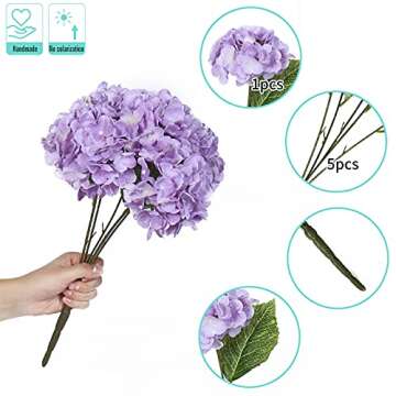 Kimura's Cabin 2 Bouquets Fake Hydrangea Flowers for Decor