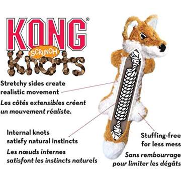 KONG – Scrunch Knots Fox – Innere Geknotete Seile und Minimale Füllung für Weniger Unordnung – Für Kleine/Mittelgroße Hunde