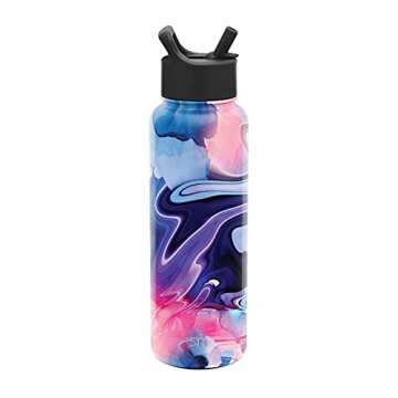 Simple Modern Insulated Water Bottle and Straw Lid Reusable Wide Mouth Stainless Steel Flask Thermos 40oz (1.2L), Pattern: Dreamcicle