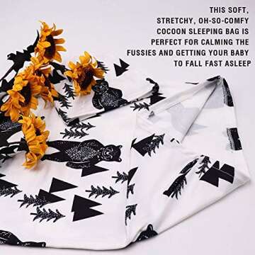 Newborn Swaddle Blanket with Beanie Set,Soft Stretchy Cocoon Sack for 0-3 Months Baby Boys and Girls