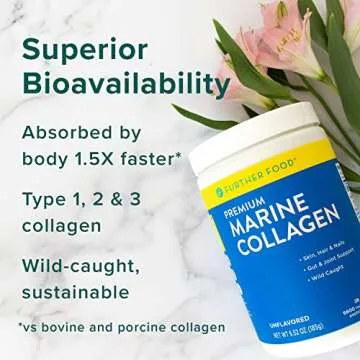 Further Food Premium Marine Collagen Peptides | Wild-Caught, Keto Protein Powder | Hydrolyzed Collagen Powder for Hair, Skin, Nails, Bones & Joint (6.25 oz)