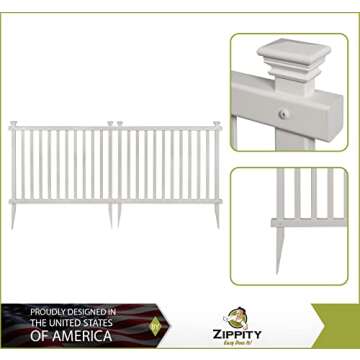 3ft H x 3.5ft W (2 Panels) No Dig Zippity Baskenridge Fence Panel Kit, Vinyl Fence Panel, White Viny...