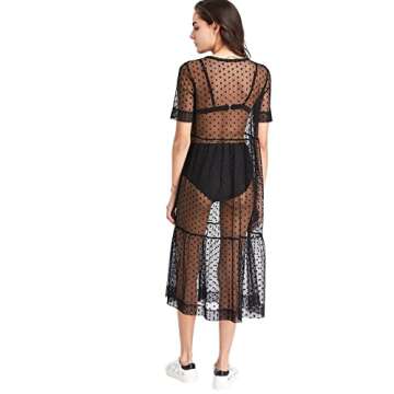 Floerns Women's Sheer Mesh Dress Beach Swimwear See Through Cover Ups A Black M