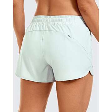 CRZ YOGA Women's Mid Rise Running Shorts Mesh Liner 3'' - Quick Dry Drawstring Workout Athletic Gym ...