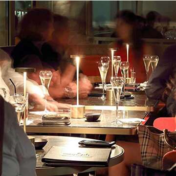 YIBEN Cordless Table Lamp, Rechargeable LED Battery 6000mAh Metal USB Portable Powered Desk Lamp, 3 Levels Brightness Light for Restaurants Outdoor (13.25in Gold)