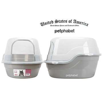 Petphabet Jumbo Hooded Cat Litter Box, Extra Large Gray