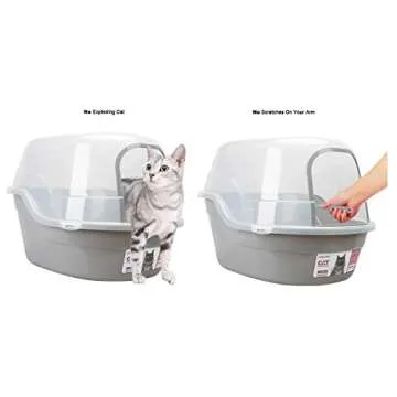 Petphabet Jumbo Hooded Cat Litter Box, Extra Large Gray
