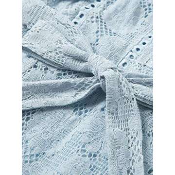 BerryGo Women's Elegant Lace Ruffle Mini Dress Sleevesless Cotton A-line Dress Light Blue