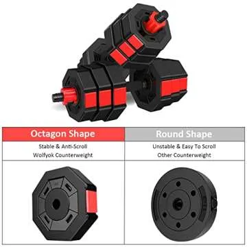 wolfyok Fitness Dumbbells Set, Adjustable Weight to 66Lbs, Home Fitness Equipment for Men and Women Gym Work Out Exercise Training with Connecting Rod Used as Barbells (Pair)