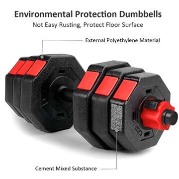 wolfyok Fitness Dumbbells Set, Adjustable Weight to 66Lbs, Home Fitness Equipment for Men and Women Gym Work Out Exercise Training with Connecting Rod Used as Barbells (Pair)