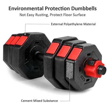 wolfyok Fitness Dumbbells Set, Adjustable Weight to 66Lbs, Home Fitness Equipment for Men and Women Gym Work Out Exercise Training with Connecting Rod Used as Barbells (Pair)