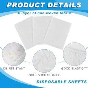 Oudain 50 Pcs 39 x 87'' Disposable Fitted Sheets with Elastic, Disposable Massage Bed Sheets Covers for Spa Beauty Salon Waterproof Oilproof(White)