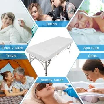 Oudain 50 Pcs 39 x 87'' Disposable Fitted Sheets with Elastic, Disposable Massage Bed Sheets Covers for Spa Beauty Salon Waterproof Oilproof(White)