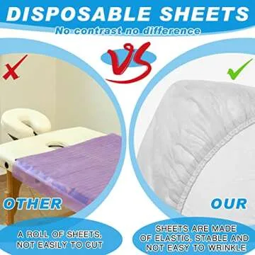 Oudain 50 Pcs 39 x 87'' Disposable Fitted Sheets with Elastic, Disposable Massage Bed Sheets Covers for Spa Beauty Salon Waterproof Oilproof(White)