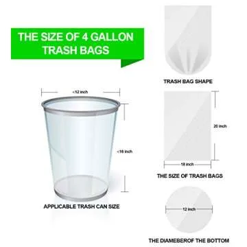 FORID Clear Small Trash Bags - 4 Gallon Garbage Bags Wastebasket Bin Liners 220 Count Plastic Trash Bags for Bathroom Bedroom Office Trash Can - Durable & Thick Trash Bag Can Liners