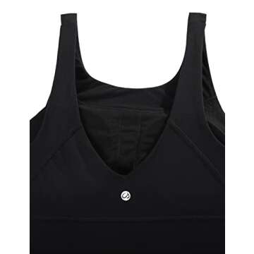 CRZ YOGA High Neck Longline Sports Bra for Women - V-Back Cropped Tank Tops Wireless Padded Workout Yoga Bras Black Large