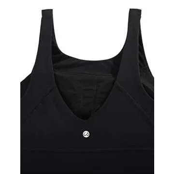 CRZ YOGA High Neck Longline Sports Bra for Women - V-Back Cropped Tank Tops Wireless Padded Workout Yoga Bras Black Large