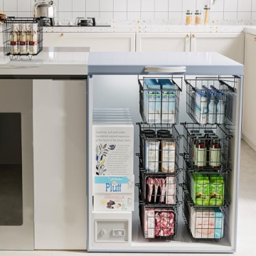 LOCVCDA Freezer Baskets for Chest Freezer, Freezer Organizer Bins, 2 Pack Adjustable Hanging Deep Chest Freezer Organizer for 5-7 Cu.FT Deep Freezer Sort Frozen Food