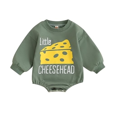 Ehfomius Baby Girl Boy Football Outfit Game Day Sweatshirt Romper Oversized Crewneck Long Sleeve Bod...