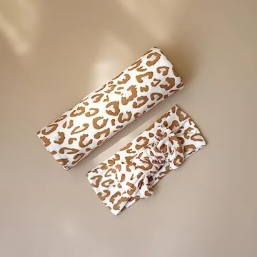 Konssy Baby Girl Newborn Receiving Blanket Set with Headband