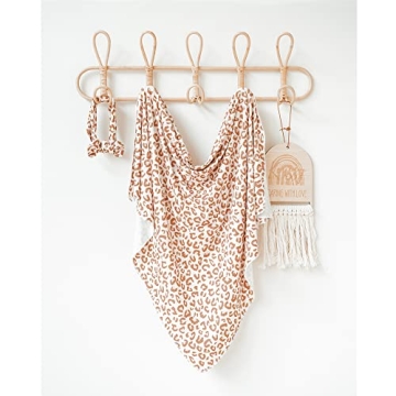 Konssy Baby Girl Newborn Receiving Blanket Set with Headband