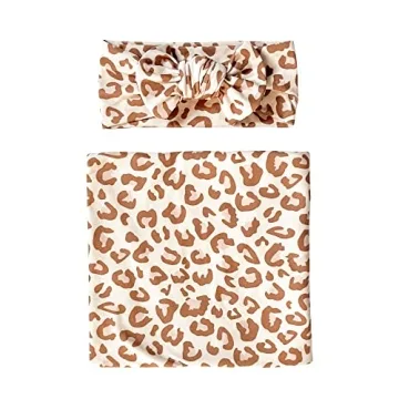 Konssy Baby Girl Newborn Receiving Blanket Set with Headband