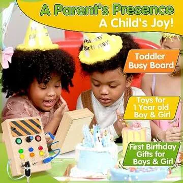 Toytopa Busy Board with Led Light - Toddler Toys for 1+ Year Old Boy & Girl, 1 Year Old Boy Gifts, Montessori Toys for 1+ Year Old Girl, Sensory Toys for Toddlers 1-3, Travel Toys for Toddlers 1-3