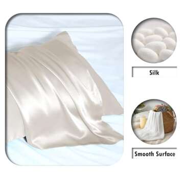 Premium Queen Size Silk Pillowcase for Hair & Skin Comfort, Beige, 20"x30" with Zipper
