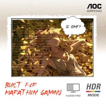 AOC C27G4H 27" Curved Gaming Monitor, FHD 1080p, 180Hz, AMD FreeSync, 3-Year Zero Dead Pixel Guarantee, Black, Xbox PS5 Switch Compatible