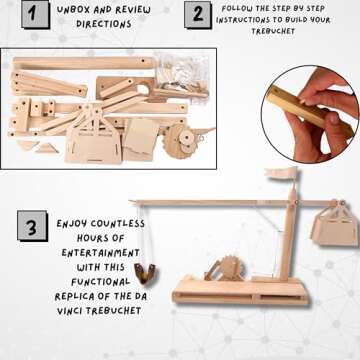 Pathfinders STEM Kit – Leonardo da Vinci Trebuchet kit | trebuchets Catapult Science Kits for Kids...