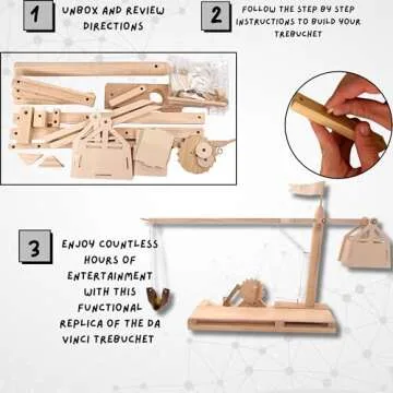 Pathfinders STEM Kit – Leonardo da Vinci Trebuchet kit | trebuchets Catapult Science Kits for Kids...