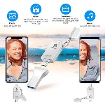 JSL JDTDC 128GB Apple MFi Certified 3-in-1 Photo Stick