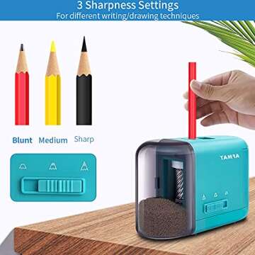 Colored Pencil Sharpeners, Electric Pencil Sharpener for Colored Pencils, Handheld Pencil Sharpener for Colored Pencils/No 2 Pencils φ6-10mm, 3 Sharpness Settings, AA Batteries Operated, Blue