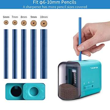 Colored Pencil Sharpeners, Electric Pencil Sharpener for Colored Pencils, Handheld Pencil Sharpener for Colored Pencils/No 2 Pencils φ6-10mm, 3 Sharpness Settings, AA Batteries Operated, Blue