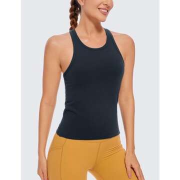 CRZ YOGA Butterluxe Womens Racerback Workout Tank Tops High Neck Sleeveless Camisole Athletic Gym Sh...