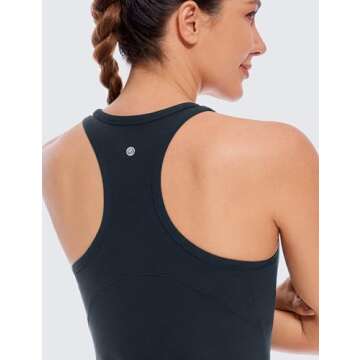 CRZ YOGA Butterluxe Womens Racerback Workout Tank Tops High Neck Sleeveless Camisole Athletic Gym Shirts True Navy Medium