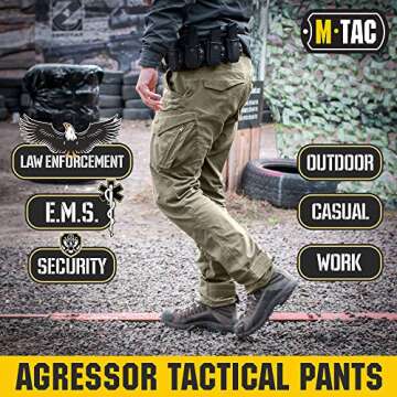 Aggressor Flex - Tactical Pants - Men Cotton Cargo Pockets (Army Olive, XL/L)