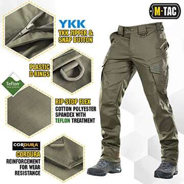 Aggressor Flex - Tactical Pants - Men Cotton Cargo Pockets (Army Olive, XL/L)