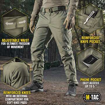 Aggressor Flex - Tactical Pants - Men Cotton Cargo Pockets (Army Olive, XL/L)