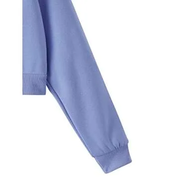 SweatyRocks Women's Long Sleeve Drawstring Full Zip Hooded Jacket Crop Sweatshirt Dusty Blue M