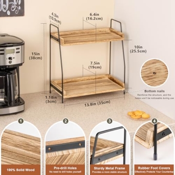 ANBOXIT 2 Tier Coffee Bar Organizer for Kitchen and Office