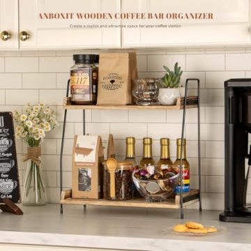 ANBOXIT 2 Tier Coffee Bar Organizer for Kitchen and Office