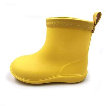 Amoji Boy's Rain Boots Toddler Rainboots For Kid's Rubber Shoes Girl's Waterproof Wellies Children Garden Boots Zapatos Lluvia Niño Size Yellow 6-6.5 Toddler