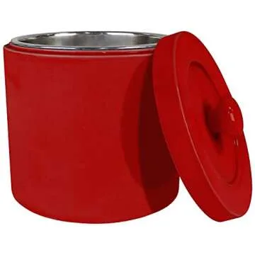 Blue Donuts Ceramic Bacon Grease Container with Strainer - Farmhouse Grease Can for Kitchen with Strainer, Removable Grease Strainer, 32 Oz Oil Holders for Cooking, Red Grease Container for Kitchen