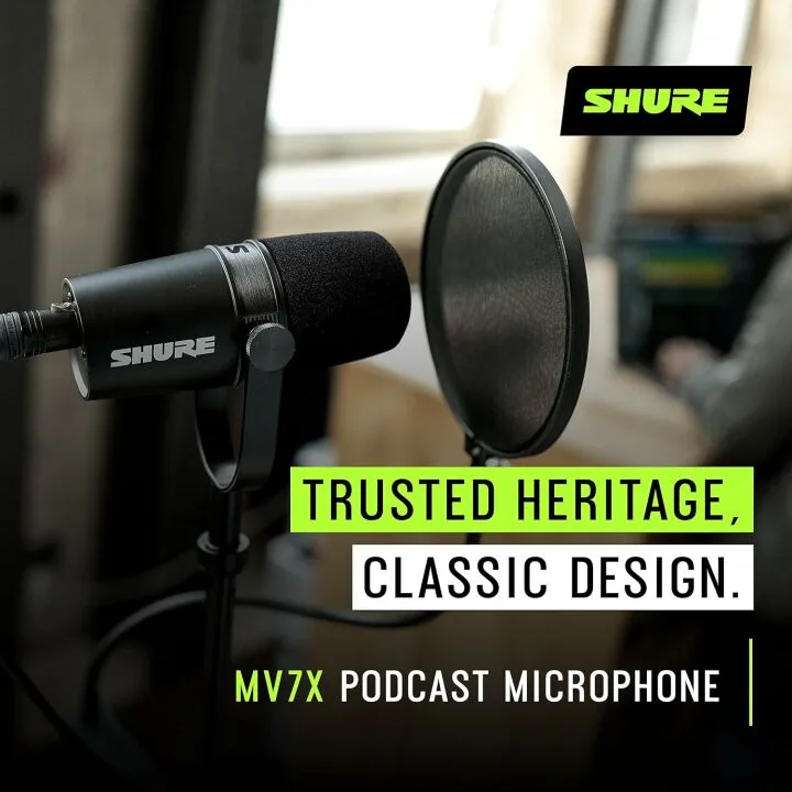 Shure MV7X XLR Dynamic Podcast Microphone